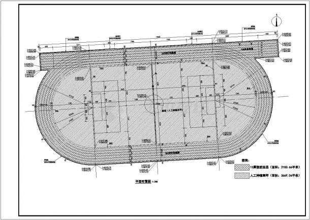 某地中学250米塑胶跑道设计方案图纸-图二