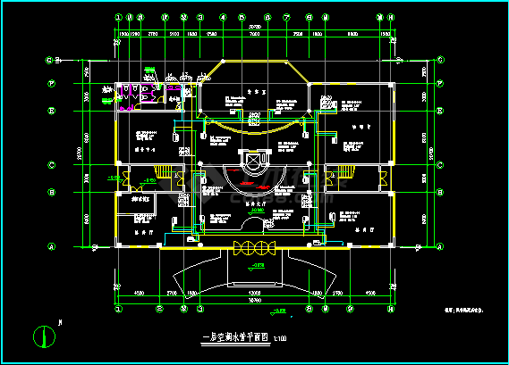 办公楼的空调管平面布置施工设计CAD图-图二