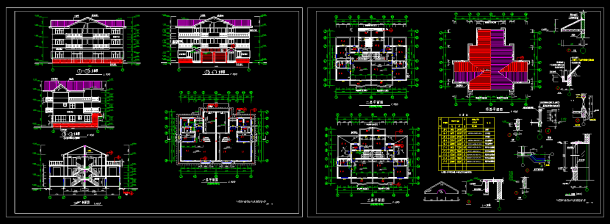 三层双拼别墅建筑cad施工设计图纸-图一