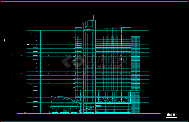 高层办公大楼装修施工方案CAD图纸-图二