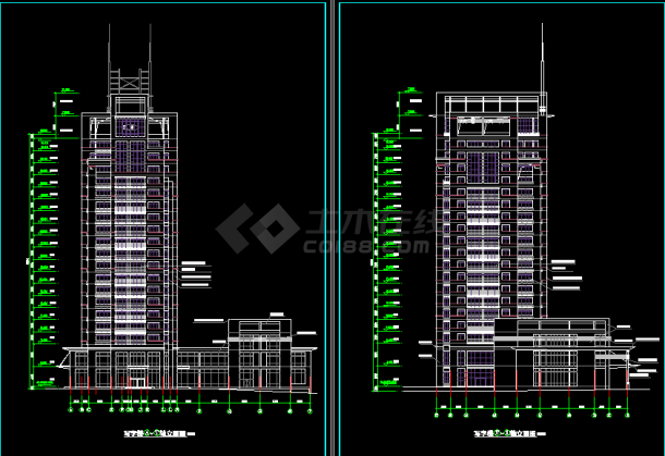 高层写字楼建筑设计CAD详细图纸-图二