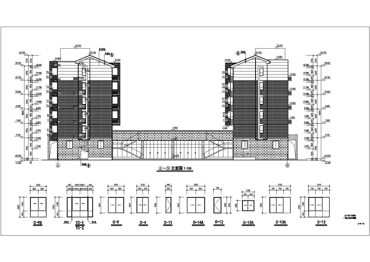 郑州某地6层商住楼建筑设计施工图