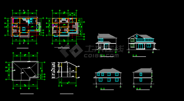 乡村别墅方案设计及施工全套CAD图纸-图一