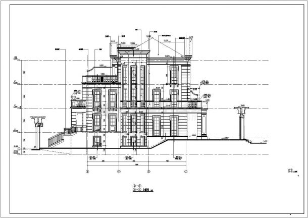 某地3层框架结构别墅方案图（含建筑及结构)-图一