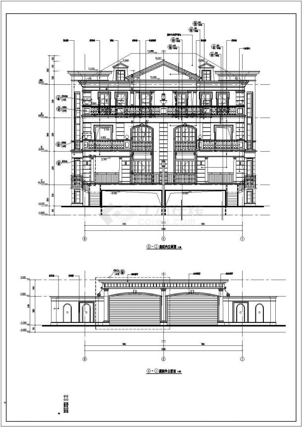 某地3层框架结构别墅方案图（含建筑及结构)-图二