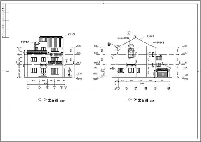 【苏州】二层框架结构徽派仿古别墅结构图_图1