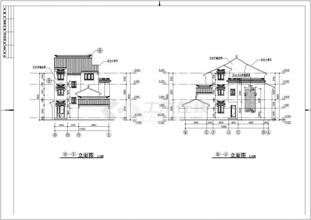 【苏州】二层框架结构徽派仿古别墅结构图-图二