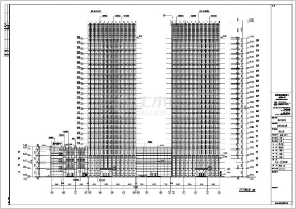 【嘉善】26层框架-核心筒结构商会大厦建筑设计施工图纸-图一