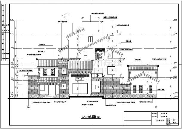 某地三层框混结构中式别墅建筑设计方案图纸-图一