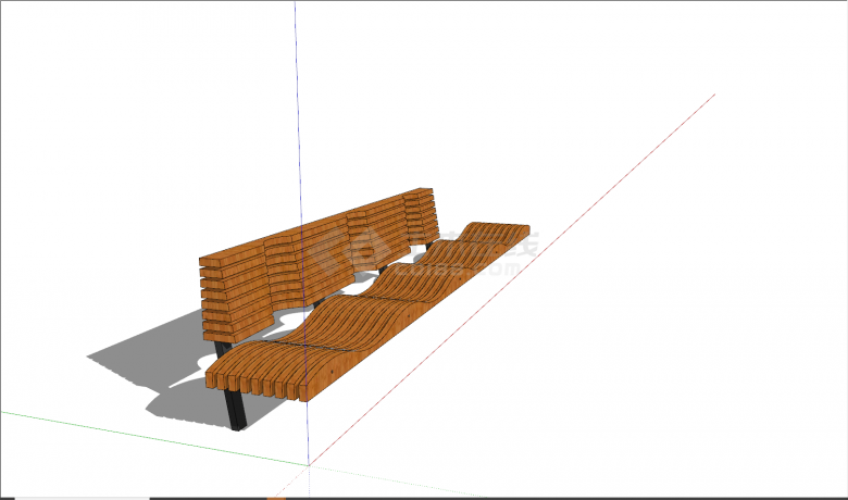 实木波浪形创意坐凳su模型-图二