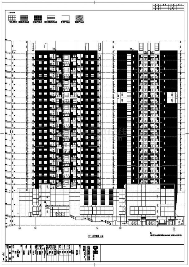 内江市某地24层剪力墙结构商住楼建筑设计施工图纸-图一