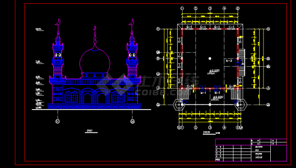 米泉市清真寺建筑施工CAD设计方案图纸-图二