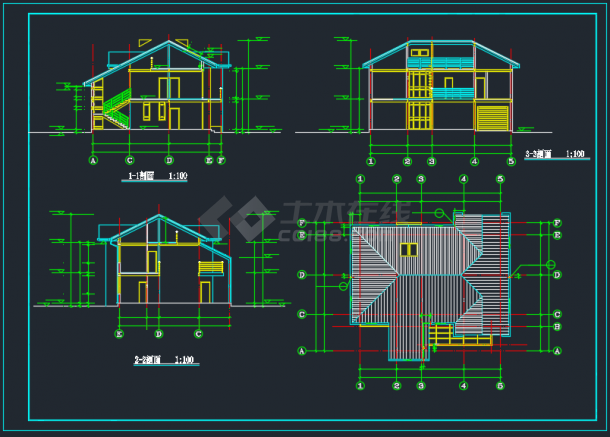 某地十六套别墅第G十方案CAD设计图-图二