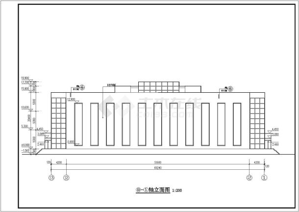 某地三层框架结构社区图书馆建筑设计施工图-图二