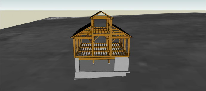 小型木质坡顶别墅su模型_图1
