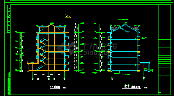 3层教学楼建筑施工CAD设计方案图纸-图二