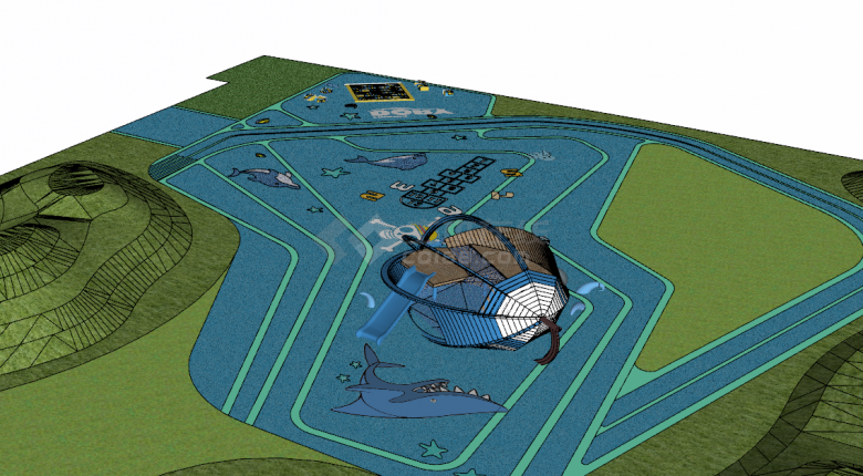 趣味海贼王主题创意海洋儿童乐园su模型-图一