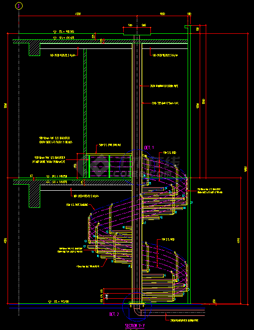钢结构圆形楼梯建筑详细cad设计施工图纸-图二
