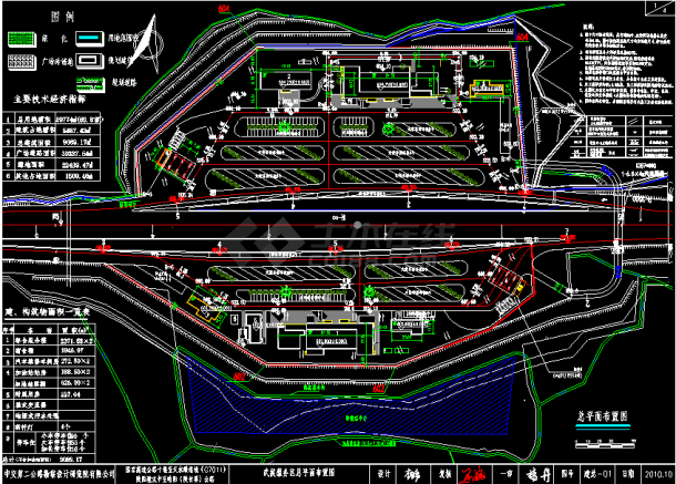 某地高速公路服务区场内结构规划总平面图纸-图一