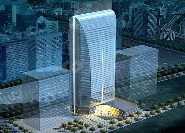 【广东】三十九层现代风格高层办公楼建筑设计方案文本-图一