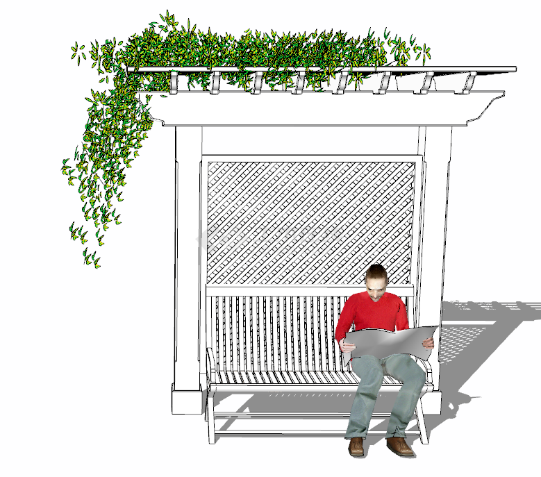 一体座椅带绿植的花架花墙su模型-图一