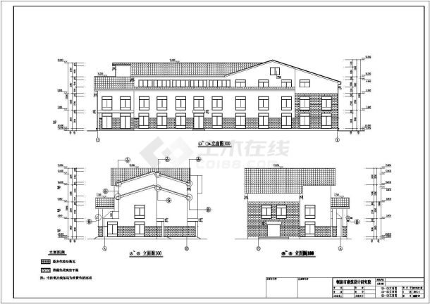 某地三层框架结构办公楼建筑设计施工图-图二