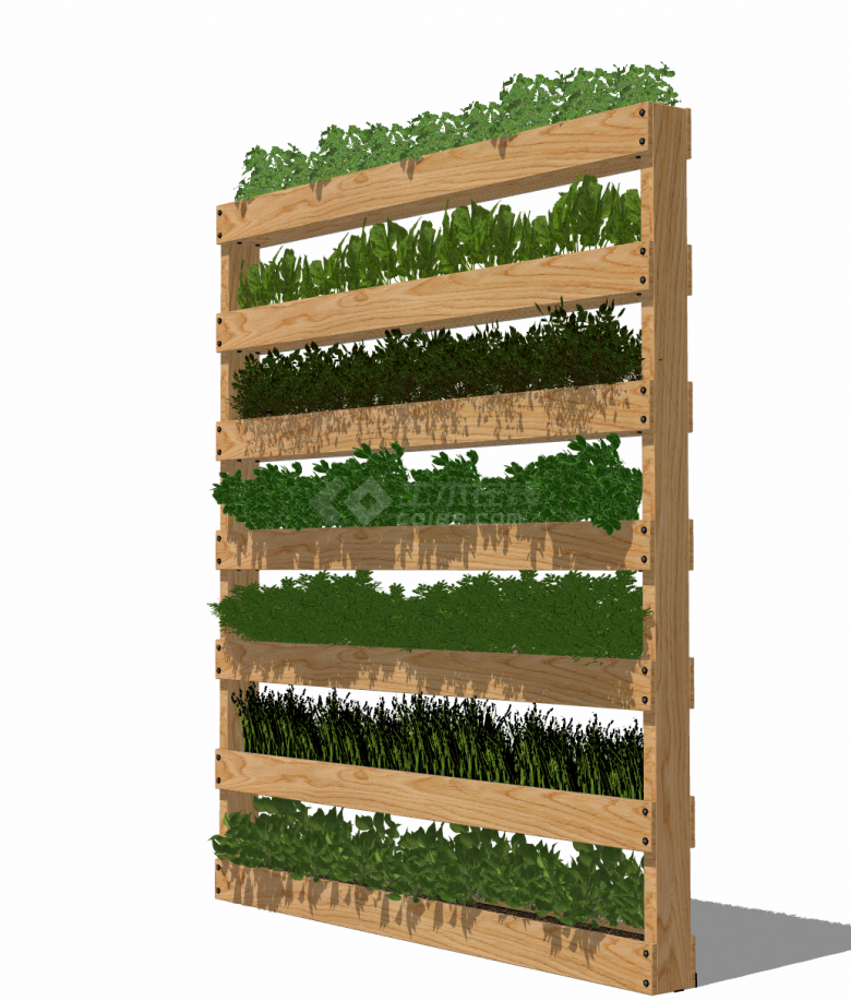 木头架子垂直绿化 su模型-图二