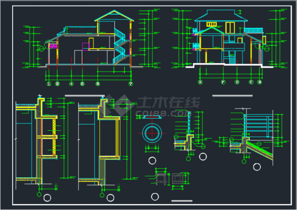 某地区多层个人别墅建筑CAD施工图-图二