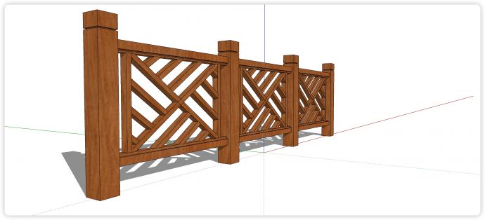 漏斗型排线造型木质栏杆su模型_图1