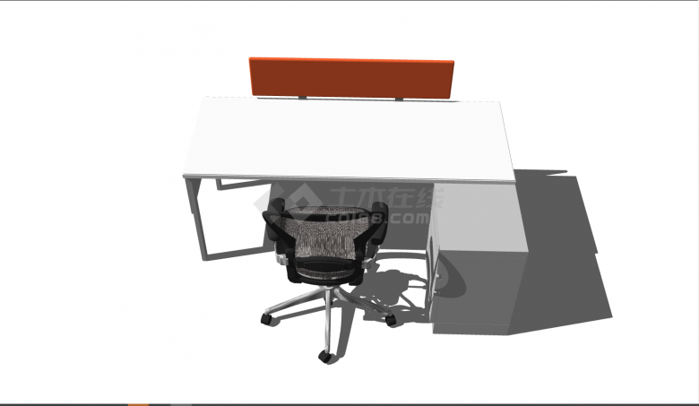 白色简约办公室家具桌椅su模型-图一