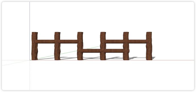 圆柱形木方H造型木质栏杆su模型_图1