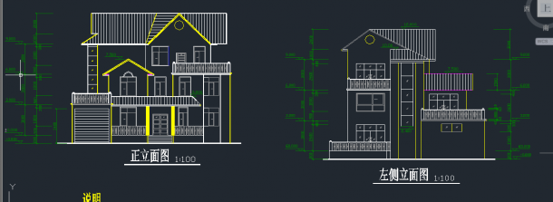某地区佳苑1号别墅建筑设计CAD施工图-图二