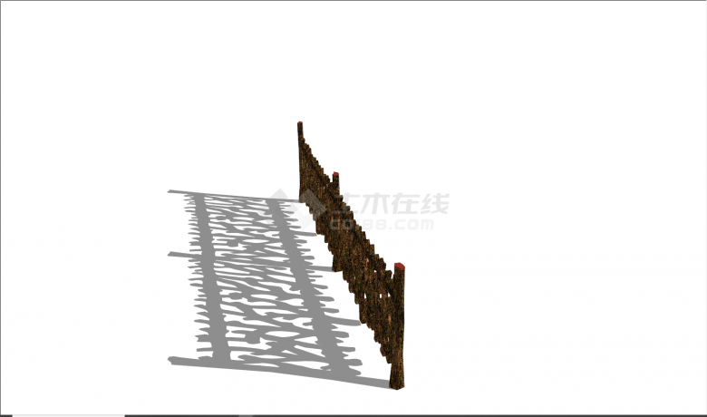 现代实木木质栏杆su模型-图一