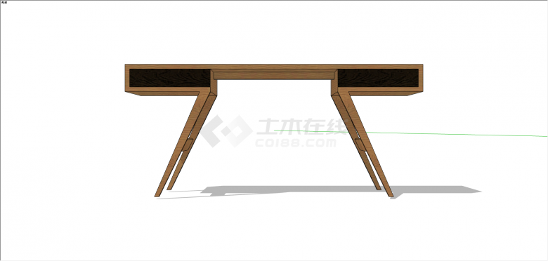 现代木制长方形桌子su模型-图一