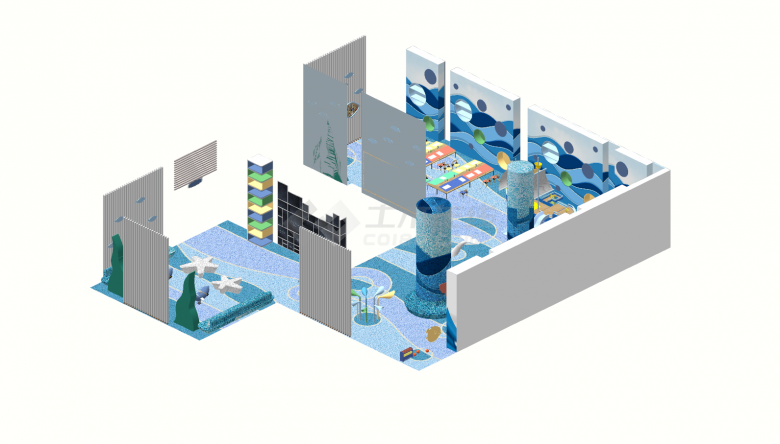 儿童室内活动区海洋主题su模型-图二