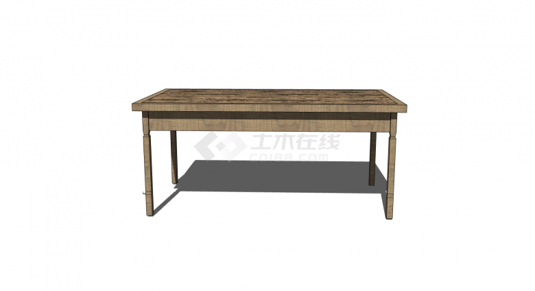 办公室木质桌子su模型-图二