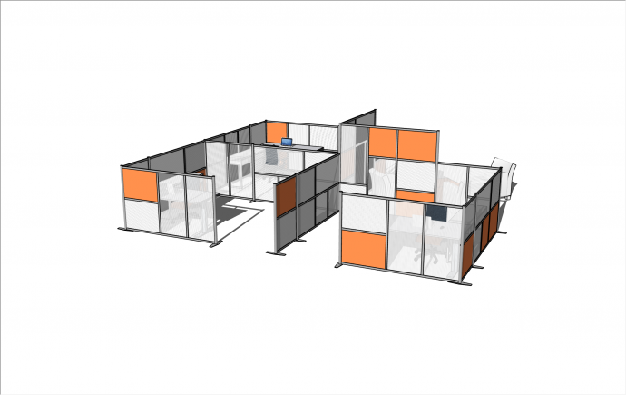 特色独立空间办公室家具桌椅su模型_图1