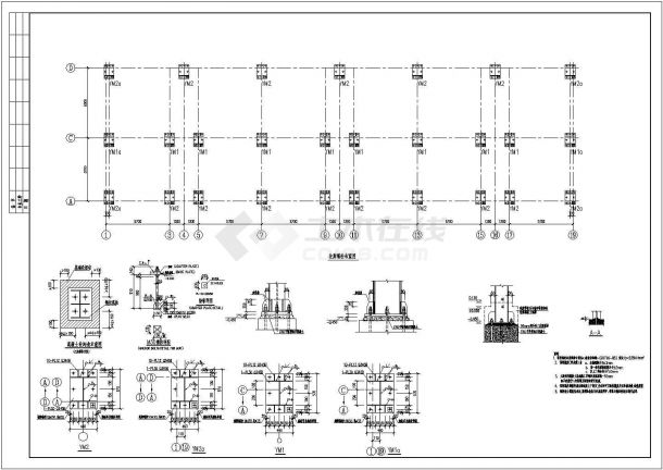 某6度区4层钢框架厂房结构施工图-图二