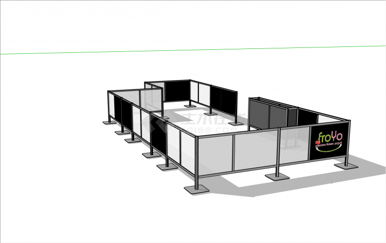 现代简约办公室家具围栏su模型-图二