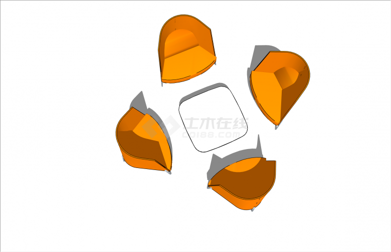 现代风格橘色高靠背办公室家具桌椅su模型-图二
