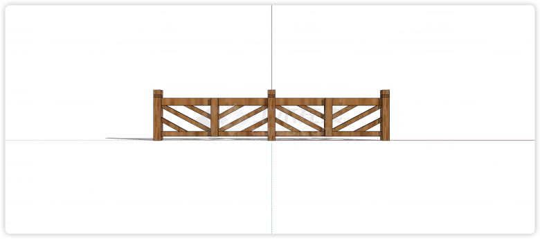反向斜线排列木质栏杆su模型-图一