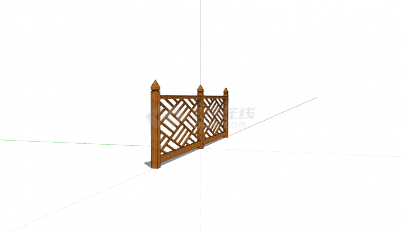 木质栏杆菱形镂空花纹su模型-图二