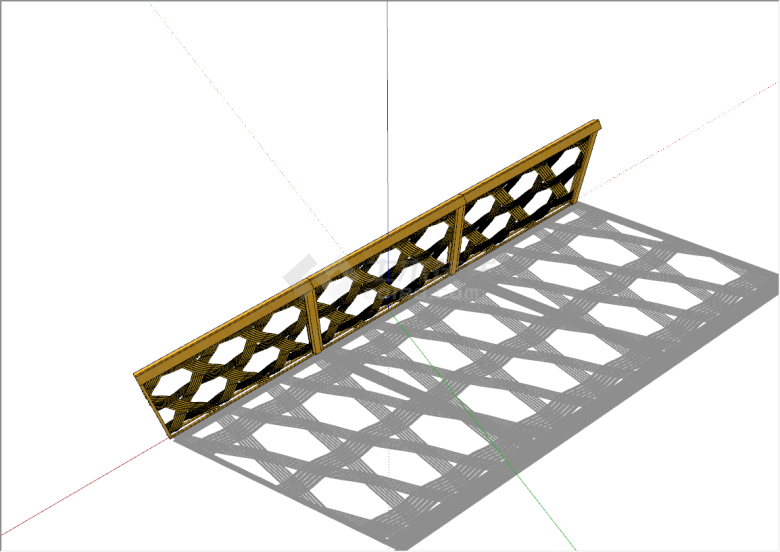 现代木质栏杆围栏异形su模型-图一