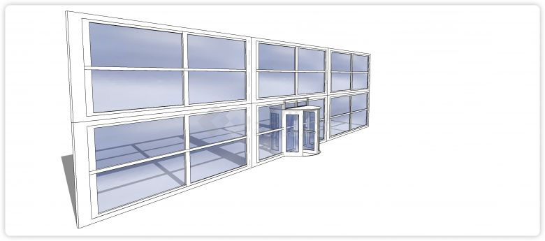 长方形金属固定结构玻璃幕墙su模型-图二