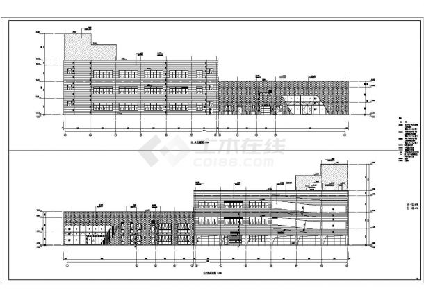 【长沙】三层框架结构奥迪4S店建筑设计施工图纸-图一