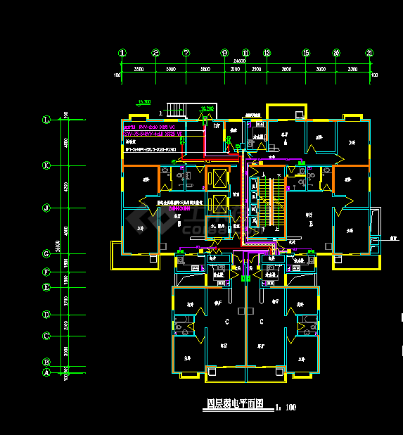 某高层住宅楼建筑电气cad施工设计图-图二