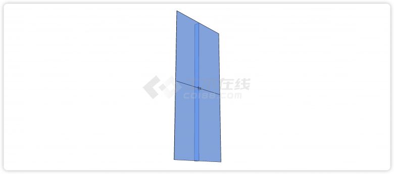 蓝色内部长条砖金属扣固定玻璃幕墙su模型-图二