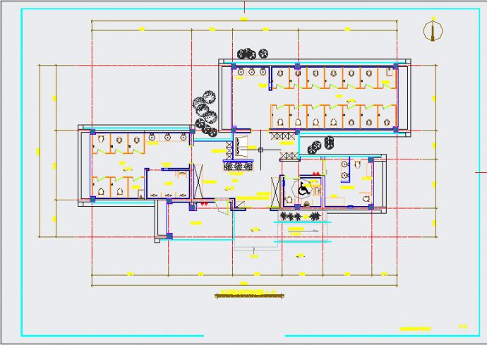 某五星级公共厕所建筑装潢设计CAD图纸_图1