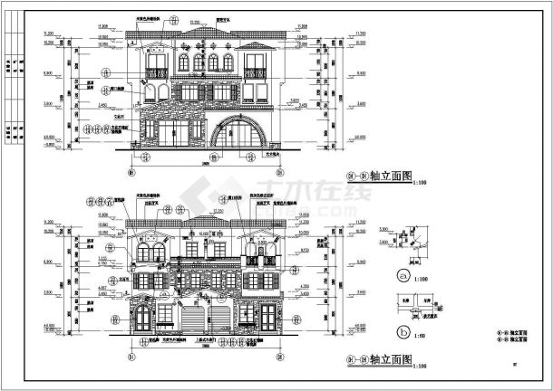 【肇庆】某三层双拼别墅建筑施工图-图一