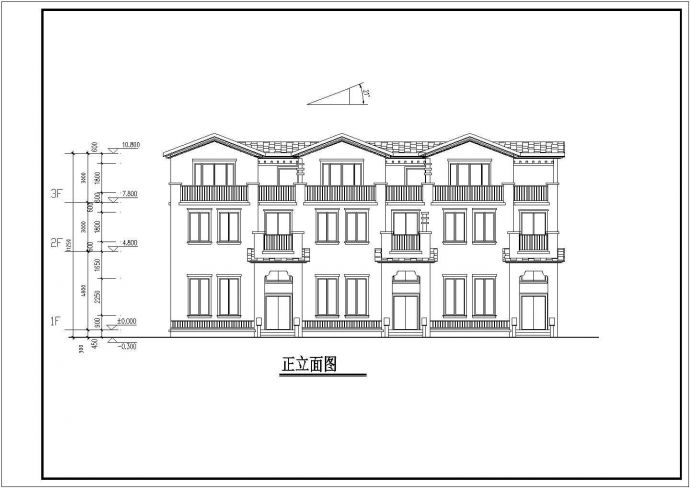 某地三层联排式经济实用型别墅设计方案图_图1